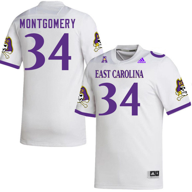 Men #34 London Montgomery ECU Pirates College Football Jerseys Stitched-White